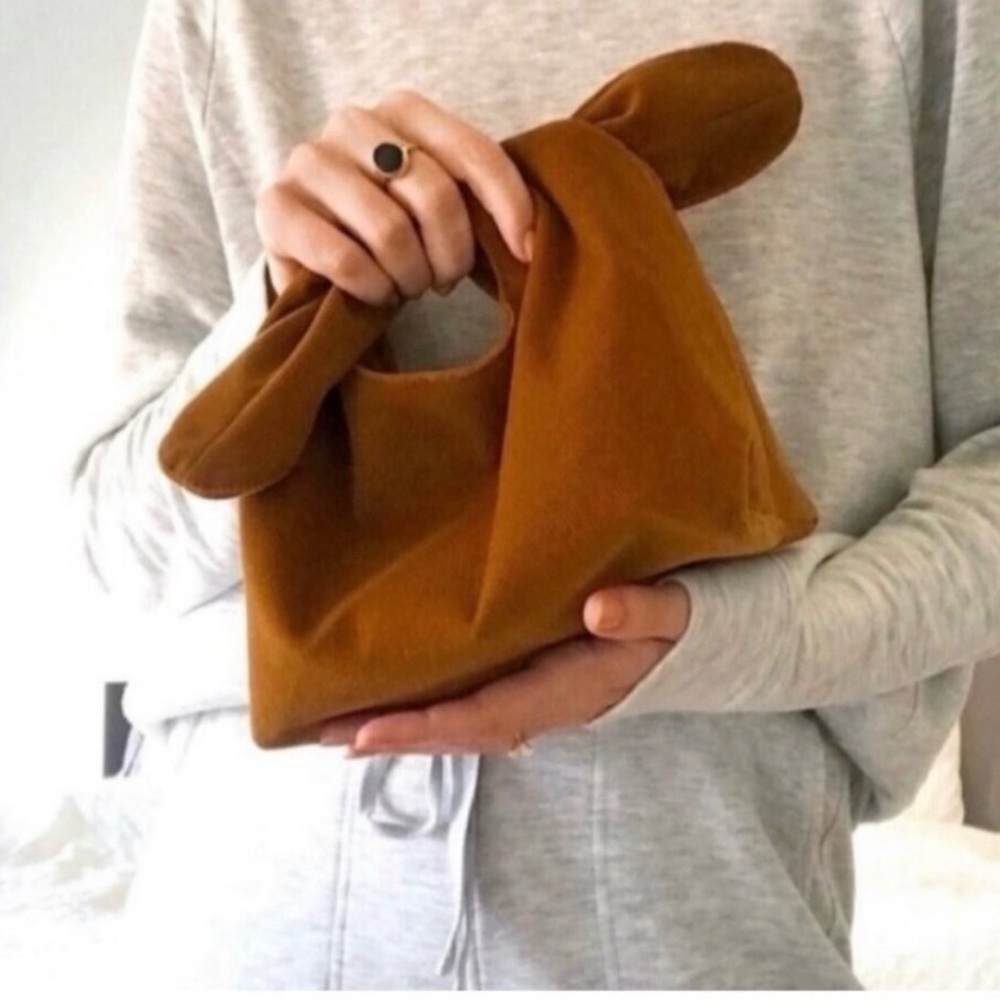 MERIT Corduroy Tie Top Pouch Small Bucket Bag